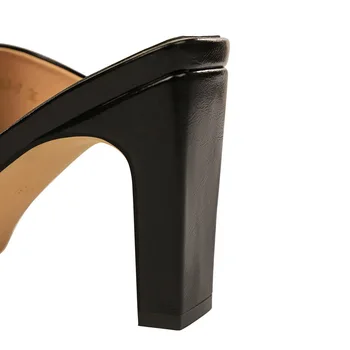 2020 las Mujeres 8,5 cm de Tacón Alto de las Mulas, Amarillo Diapositivas Señora de Espesor de Bloque Tacones de Plata Zapatillas Sexy Verano de Lujo Peep Toe Zapato con Plataforma