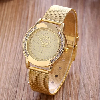 2020 Las Mujeres Relojes De Oro Más Grandes De Metal De Malla De Acero Inoxidable Reloj De Señoras De Cristal Casual Reloj De Cuarzo De Las Mujeres Del Reloj De Relogio Feminino Caliente