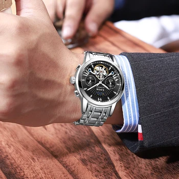 2020 LIGE Fashoin Relojes para Hombre de la Marca Superior de Lujo Automático Mecánico Tourbillon Reloj de los Hombres de Acero Inoxidable de la prenda Impermeable Reloj de Pulsera