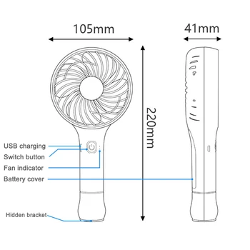2020 Mano Portátil Ventilador USB Recargable Plegable de Mano Mini Fan Cooler 3 Velocidad Ajustable del Ventilador de Enfriamiento para un Viaje al aire libre