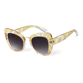 2020 Marca De Lujo De Las Mujeres Gafas De Sol De Gran Tamaño De La Marca Del Diseñador De Gran Marco Vintage Leopard Black Frame Gafas De Sol Cateye Oculos