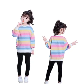 2020 Marca de Otoño de los Niños de Manga Larga T-Shirt de las Niñas del arco iris de la Tira de Algodón Sudadera 3-12Y Niño de dibujos animados de Novedad Tops Ropa