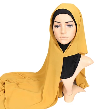 2020 Musulmán Doble Lazo de gasa hiyab bufanda femme musulman envolver la cabeza bufandas pañuelo islámico de malasia hiyab femenino foulard