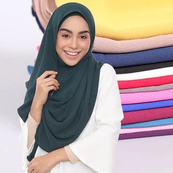 2020 Musulmán Doble Lazo de gasa hiyab bufanda femme musulman envolver la cabeza bufandas pañuelo islámico de malasia hiyab femenino foulard