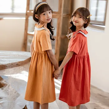 2020 Niñas Ropa De Verano Nueva Llegada De Corea Del Estilo De Los Niños De Las Niñas De Algodón Vestido Lindo Vestido De Princesa De Adolescentes Vestidos Casuales, #8751