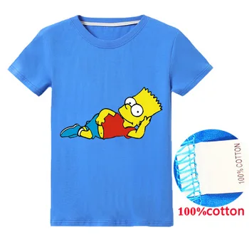 2020 Niños de Manga Corta T-Shirt de la Primavera Verano Algodón Camiseta de los Niños de dibujos animados de Los Simpsons Camiseta de Niñas de 2 a 15 años Niños Ropa
