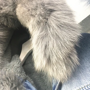 2020 Nueva Moda caliente de las Mujeres de Invierno de espesor Desmontable Chaqueta de Dril de algodón de la Capa Real Fox Cuello de Piel Abrigo