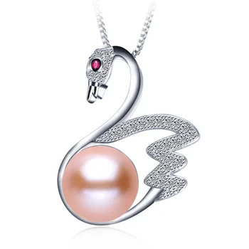 2020 Nueva plata 925 de la Moda de la Personalidad de Lujo cisne de Circón Colgante para las Mujeres de agua Dulce Natural de la Perla del Collar del Partido de la Joyería Caliente