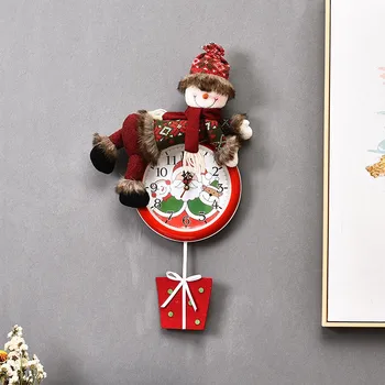 2020 Nueva Venta De Navidad Reloj De Pared De Santa Claus, Muñeco De Nieve Ciervos Diseño De Reloj De Pilas Festival De Navidad Colgante Decoración