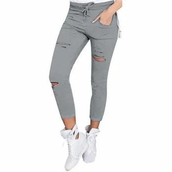 2020 Nuevas Ripped Jeans Para Mujeres De Gran Tamaño Que Arrancó Los Pantalones De Estiramiento Lápiz Pantalones De Las Polainas De Los Pantalones Vaqueros De Las Mujeres