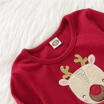 2020 Nuevo Bebé Niño Niños Rojo de Navidad Elk Vestidos para Niñas Otoño Invierno Ropa 141198