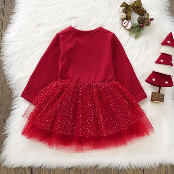 2020 Nuevo Bebé Niño Niños Rojo de Navidad Elk Vestidos para Niñas Otoño Invierno Ropa