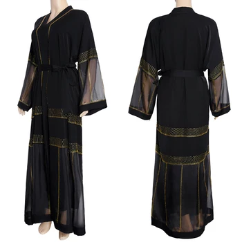 2020 Nuevo Dubai Negro Abaya Bangladesh Largo Hiyab Vestido De Noche De Las Mujeres Kimono Cardigan Islámica Ropa Chilaba Caftán Marocain 155200