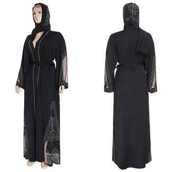 2020 Nuevo Dubai Negro Abaya Bangladesh Largo Hiyab Vestido De Noche De Las Mujeres Kimono Cardigan Islámica Ropa Chilaba Caftán Marocain