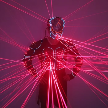 2020 Nuevo Láser de Traje-Robot de 650nm Láser Rojo de la Armadura Trajes Láser Hombre de la Etapa LED de altas prestaciones Ropa Espectáculo de Láser Ropa