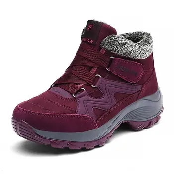 2020 nuevo sólido de la felpa cuñas zapatos de las mujeres botas cómodas de invierno cálido zapatos de mujer botines de cuña botas de agua mujer