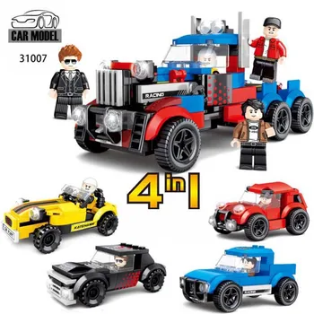 2020 Nuevos Deportes de Coches de Juguete de Construcción del Bloque 4 en 1 Modelo de Ladrillos Creador Tire hacia Atrás del Coche de Niño de Creative Assembly Juguete de Lego compatible