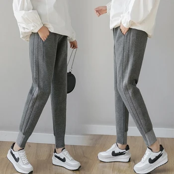 2020 otoño de algodón harén pantalones de cintura alta barriga deportes pantalones casuales