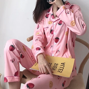 2020 Otoño de las Mujeres Conjuntos de Pijamas con Flor de Impresión de la Moda de Lujo de la Mujer de Imitación de Seda de Dos Piezas Camisetas + Pantalones Camisones Pijamas