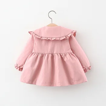2020 Otoño Niñas de Bebé de Manga Larga de Volantes Cuello de Solapa de la Princesa de la Zanja Chaquetas de Bebé de los Niños de la Moda Abrigos ropa de Abrigo casaco