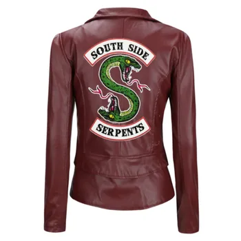 2020 Riverdale de las Mujeres de la PU de la Chaqueta de Cuero de la Moda de la Motocicleta Chaqueta Corta de Southside Serpientes Artificial de Cuero de la Motocicleta de la Capa 103881