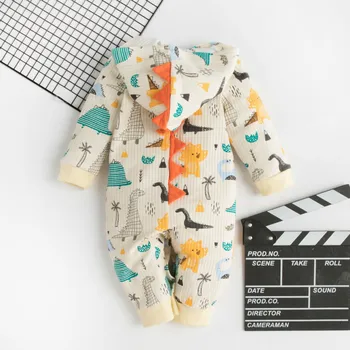 2020 ropa de Bebé con Capucha de Dinosaurios Traje de niña de dinosaurio mameluco de primavera otoño de algodón lindo bebé recién nacido mameluco 0 3 6 9 12 meses