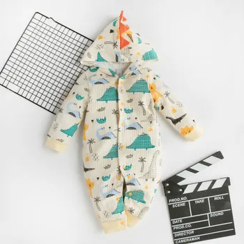 2020 ropa de Bebé con Capucha de Dinosaurios Traje de niña de dinosaurio mameluco de primavera otoño de algodón lindo bebé recién nacido mameluco 0 3 6 9 12 meses