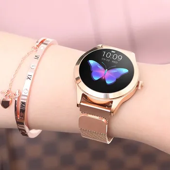 2020 SmartWatch de las Mujeres de los Relojes Inteligentes de Oro de la Moda Pulsera con Monitor de Ritmo Cardíaco de la prenda Impermeable IP68 Conectar IOS Android el Mejor Regalo de Amante