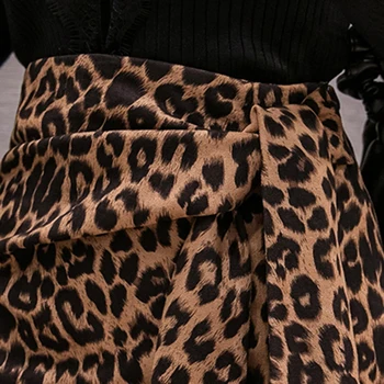2020 Verano Estilo coreano Dividir Vendaje Leopard Faldas para Mujer de la Alta Cintura Sexy Hip OL Falda Lápiz Casual de Una Línea de Frijoles de Punto Faldas