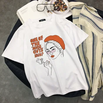 2020 Verano Harajuku Caliente de Manga Corta de Vogue Mujeres Feministas Suelta la camiseta de Leopardo de Impresión de dibujos animados de Estética Gato Gráfico T-shirt