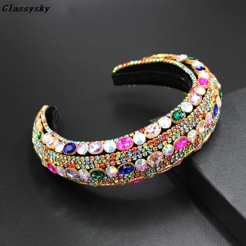 2020Fashion Novedad Barroco de Lujo Lleno de Grandes Perlas de Cristal Collar de Diademas de Pedrería Vinchas Brillante Partido Headbands835