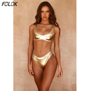 2020New las Mujeres del Traje de baño de Multi-Color de Bronce Bikini de Oro Caliente de la Venta de Modelos de Una sola Pieza Traje de baño de Plata en Bikini Set