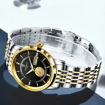 2020New LIGE los Hombres Reloj de la parte Superior de la Marca de Lujo de Oro de Negocio de los Relojes Mecánicos De los Hombres de Acero Inoxidable 100M Impermeable Reloj Automático