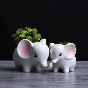 2021 clásico elefante maceta macetas para las plantas 2 pcs/lote de dibujos animados de cerámica pequeño animal maceta de plantas suculentas de la decoración del jardín