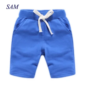 2021 de verano para niños cortos de niños del bebé sólido europeos y americanos cintura elástica pantalones cortos pantalones cortos de los niños para 18M-9Y