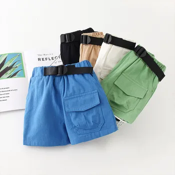 2021 Moda De Verano De 2 A 10 Años Americano Europeo De Estilo Diseño Infantil De Deportes De Color Sólido Elástico Pantalones Cortos De Algodón Para Niños De Bebé Niño