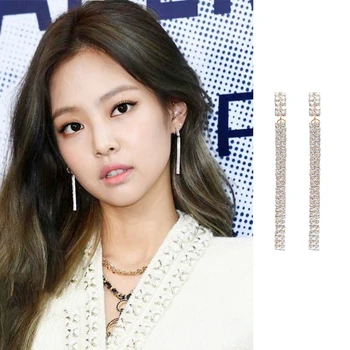 2021 Nueva kpop coreano de la Celebridad mismo Flash de perforación de aguja de plata aretes de Larga Borla de la Cadena de Gota de las Mujeres de Fiesta de Baile de Aretes