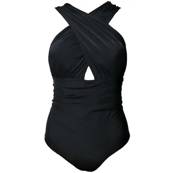2021 Sexy Cruz Halter de las mujeres trajes de baño Sólido de una sola pieza traje de baño de las mujeres trajes de baño Negro Rojo ropa de Playa a Nadar 71835
