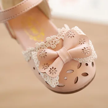 2021 Verano Sandalias de Niñas de la Moda de la Princesa Dulce de la Mitad de Sandalias Para Niños pequeños de Niños Niños Zapatos del Arco-nudo Con Encaje Cut-outs Nuevo