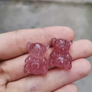 20mm Natural de fresa de Cristal de cuarzo oso Encantador para colgante