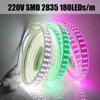 220V LED Tira Regulable IP67 Impermeable Flexible del Alto Brillo LED de Luz Azul Rosa Rojo Verde Blanco 2835 LED Luz de Tira