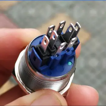 22mm Momentáneo o de enganche de 6V 12V 24V Tri-color (ROJO/ VERDE/ AZUL) del anillo del LED LED Reset de Metal Eléctrico interruptor de botón CE, ROHS