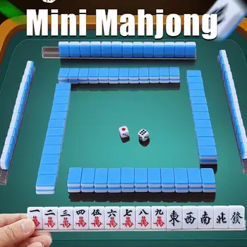 24 144 pcs/set Mini Poco Mahjong Chino Mahjong Tradicional Juego de mesa de la Familia de Juguete Chino Números Exquisitamente Tallada Casa F