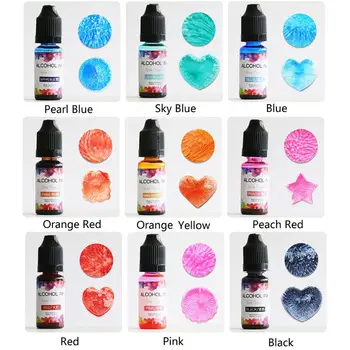 24 Colores 10ML de Arte de la Tinta de Alcohol de Resina, Pigmento Kit de Resina Líquida Colorante de la Tinta del Tinte de Difusión de los rayos UV de la Resina Epoxi para la Fabricación de Joyas