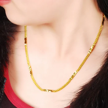 24K de Lujo Enlace de las Cadenas de Collar de las Mujeres de los Hombres de Oro Amarillo de Color Collar de Rap Hiphop Parte Chapado en Oro de Joyería de 3mm