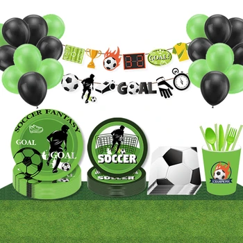 24pcs de la Ducha del Bebé de Fútbol Tema de los Deportes de Platos de Postre Feliz Cumpleaños Decoraciones de Fiesta Desechables Footbal Vajilla a Favor del Partido