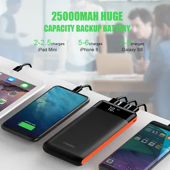 25000mAh del Banco de la Alimentación PowerBank de Alta Capacidad de la Batería Externa del Cargador para el iPhone X Xr Xs max 11 12 Pro de Samsung Huawei P30 Mate30p