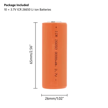 26650 Batería de 3.7 V 8000mAh batería de Li-ion recargable de la Batería seguro de las baterías de uso Industrial, la energía de la batería de alta descarga de corriente grande