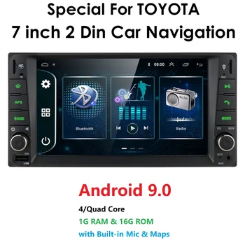 2DIN Android 9 de GPS del Coche Reproductor de Toyota Universal RAV4 2004-2008 COROLLA Yaris Camry 2006 VIO HILUX Terios Land Cruiser Tundra