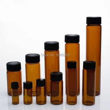 2ml-60 ml de Ámbar de Laboratorio de Vidrio, Botellas de Muestra de color Marrón Tornillo de la Boca de la Botella de Aceite Esencial de Laboratorio Vial de la Química de la Cristalería